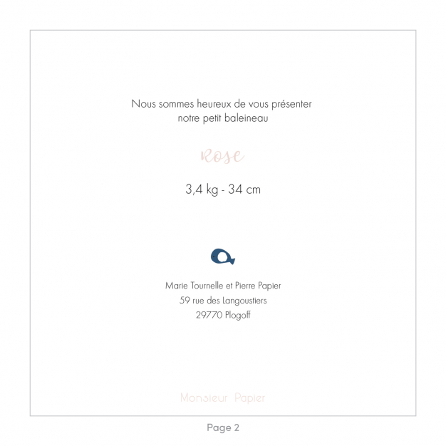 Monsieur Papier - Faire-part naissance Baleine