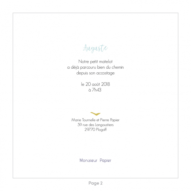 Monsieur Papier - Faire-part naissance Bateau