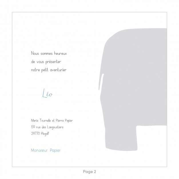 Monsieur Papier - Faire-part naissance Éléphant 2