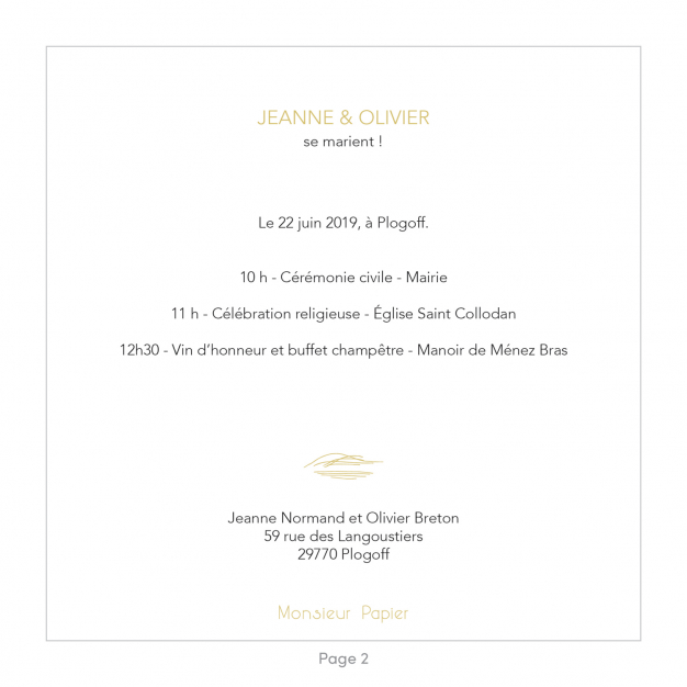 Monsieur Papier - Wedding invitation Mouettes rieuses