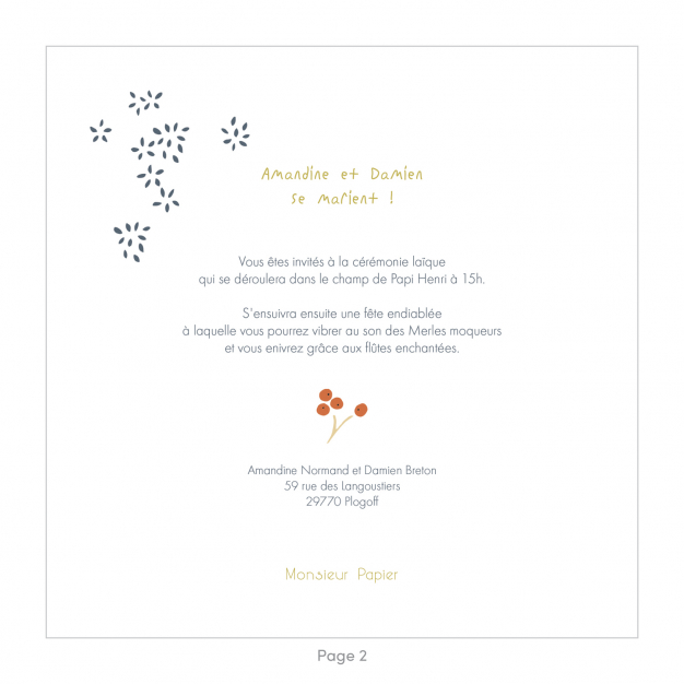 Monsieur Papier - Wedding invitation Prunellier