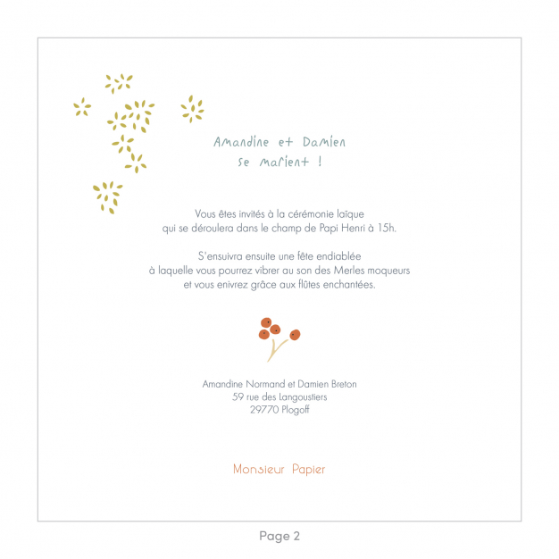 Monsieur Papier - Wedding invitation Prunellier