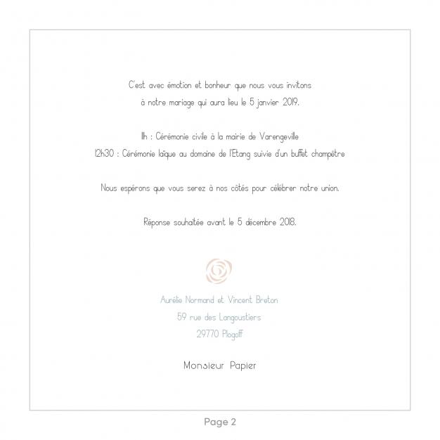 Monsieur Papier - Wedding invitation Rose