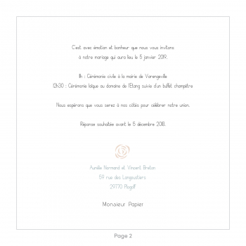 Monsieur Papier - Wedding invitation Rose