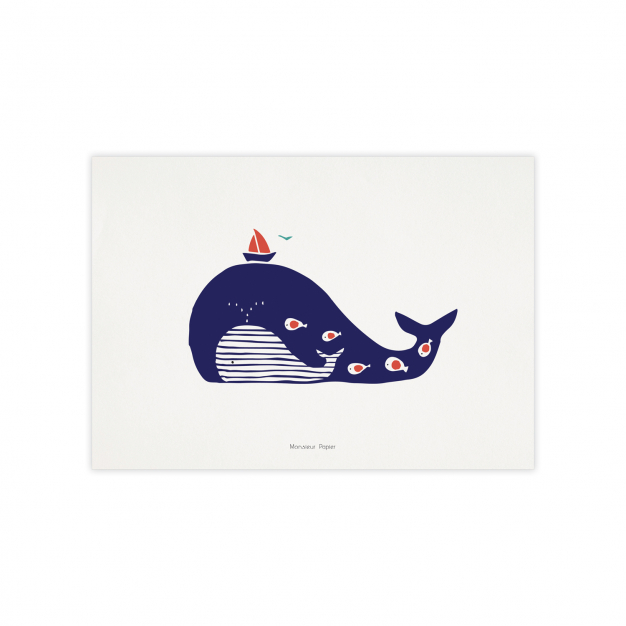 Monsieur Papier - Poster Baleine rayée