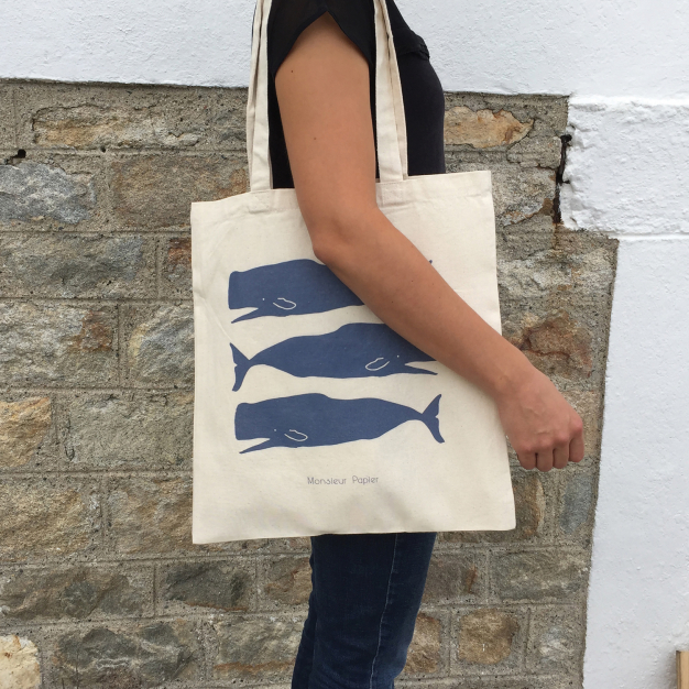 Monsieur Papier - Tote bag Baleines