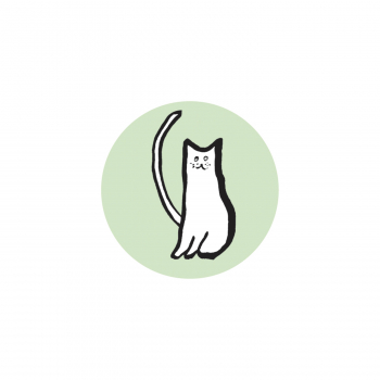 Monsieur Papier - Badge Chat blanc