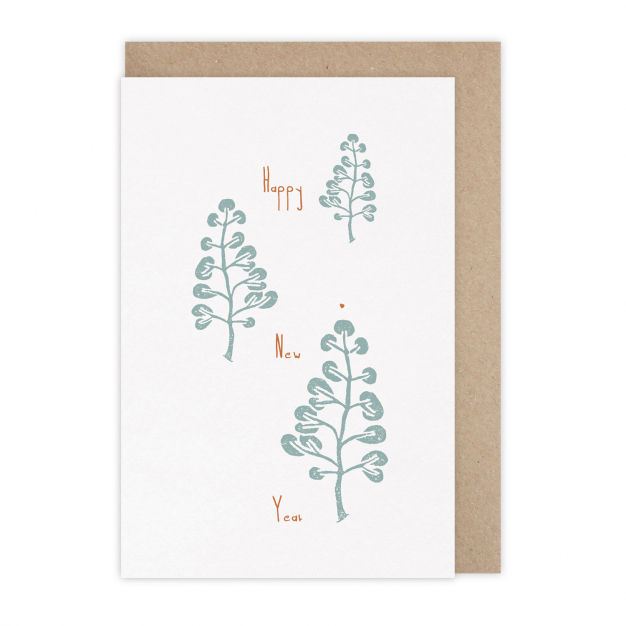 Monsieur Papier - Carte Happy New Year Sapins bleus