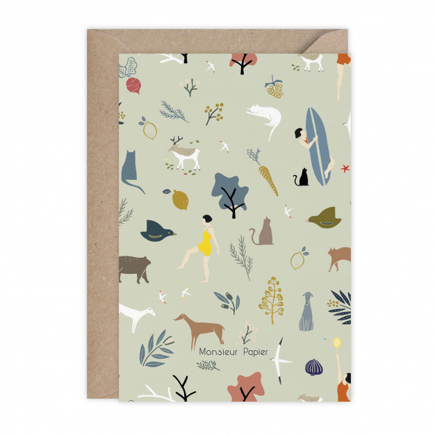 Monsieur Papier - Carte Pattern vert