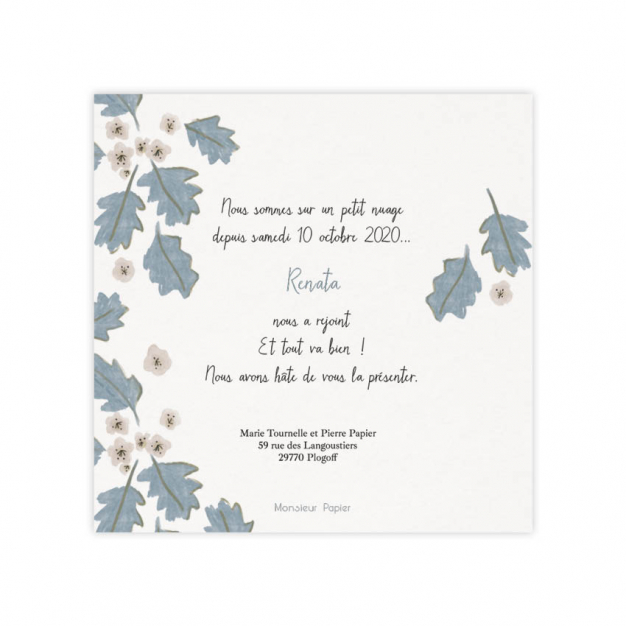 Monsieur Papier - Faire-part naissance Aubépines