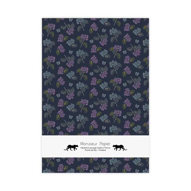 Monsieur Papier - Carnet M Hortensia bleu