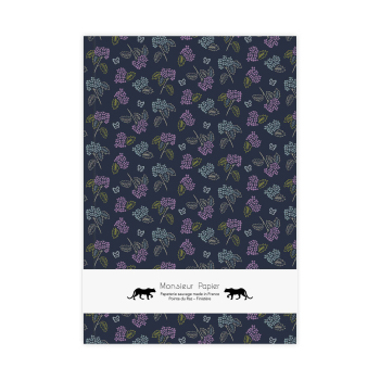 Monsieur Papier - Carnet M Hortensia bleu