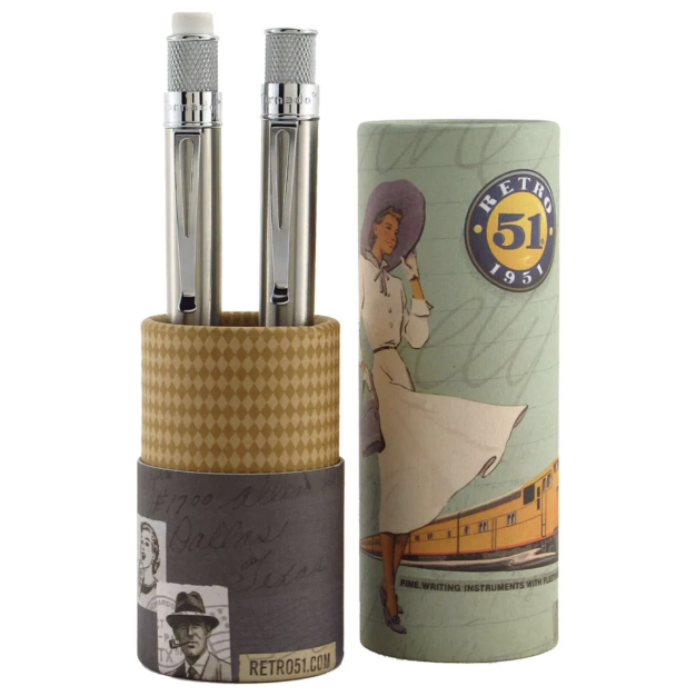 Set of Rollerball and Pencil Retro 51 stainless