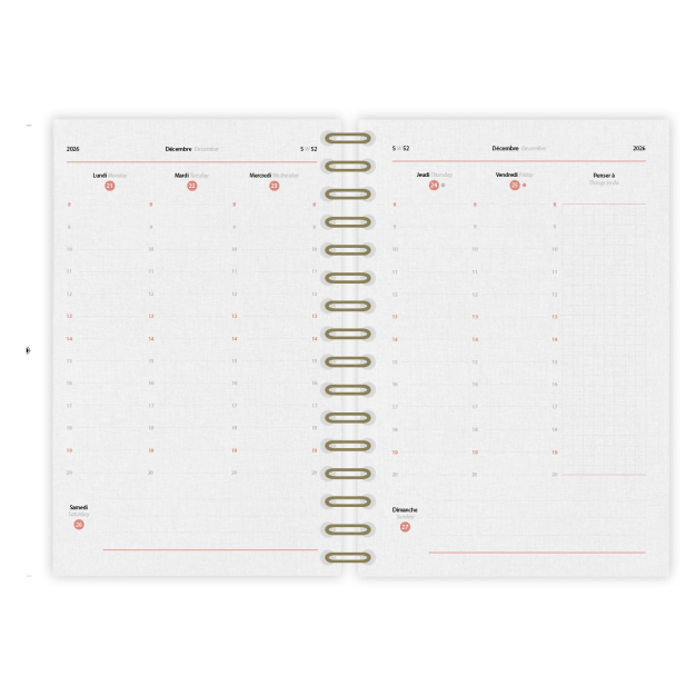 Monsieur Papier - Agenda de bureau 2026 Rhododendron