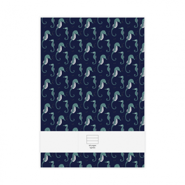 Monsieur Papier - Carnet ligné moyen format Hippocampes